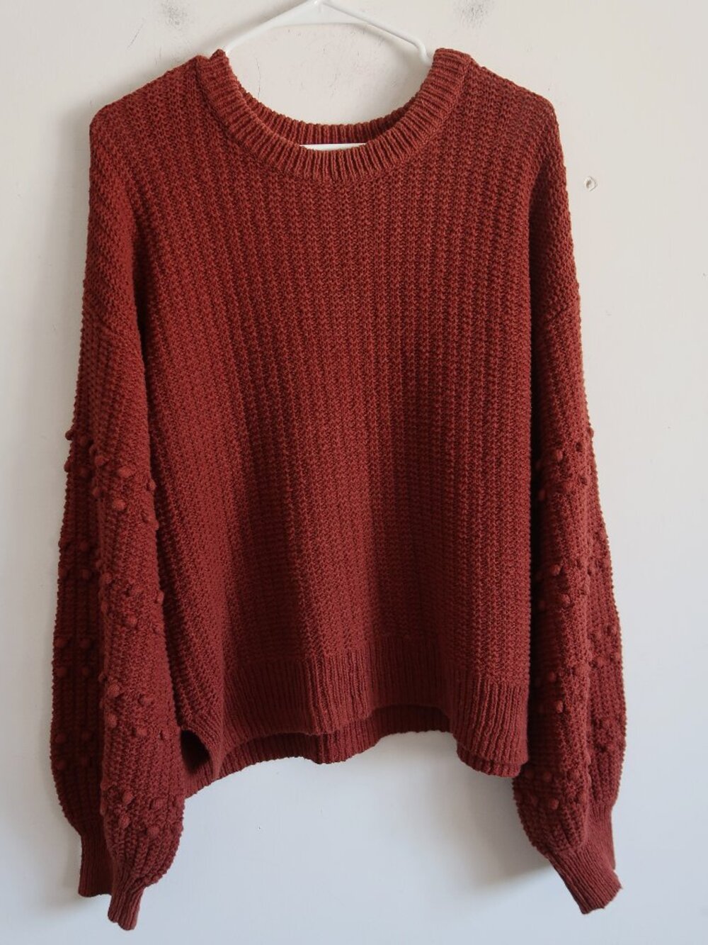 Madewell Crimson Pom Pom Sleeve Sweater - SIze Medium